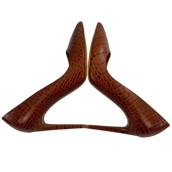 RALPH LAUREN Purple Label Celia Brown Embossed Leather Pumps ITALY 39.5 - Picture 7 of 9